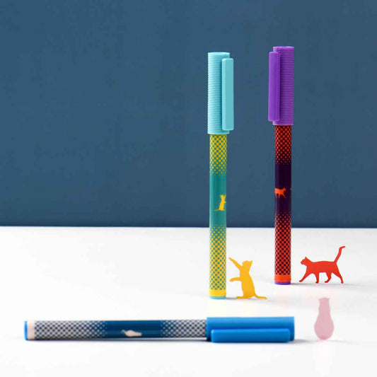KACO Jumbo Cat Gel Pen 0.5MM Black Ink 3 Pack