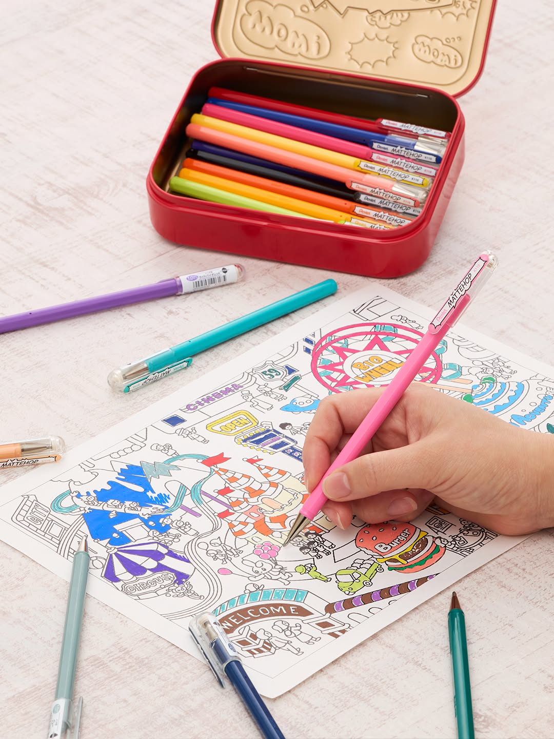 Pentel Mattehop Gel Ink Pen 21 Colors Complete Box