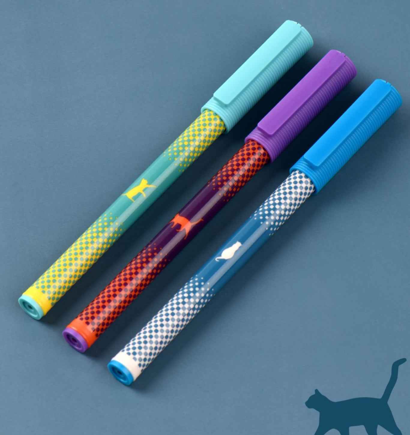 KACO Jumbo Cat Gel Pen 0.5MM Black Ink 3 Pack