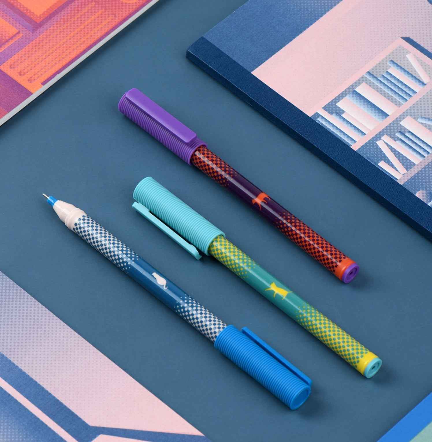 KACO Jumbo Cat Gel Pen 0.5MM Black Ink 3 Pack