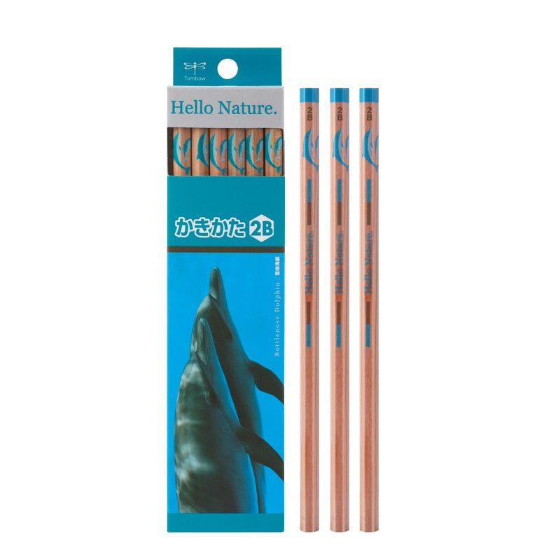 Tombow 2B HB Wooden Pencils, Hello Nature, 12 Pack, Dolphin 2B