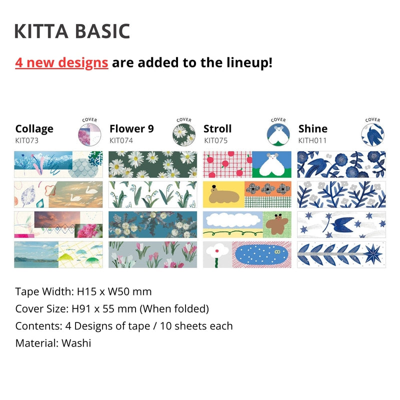 KING JIM KITTA Masking Tape Sticker - BASIC - TTpen