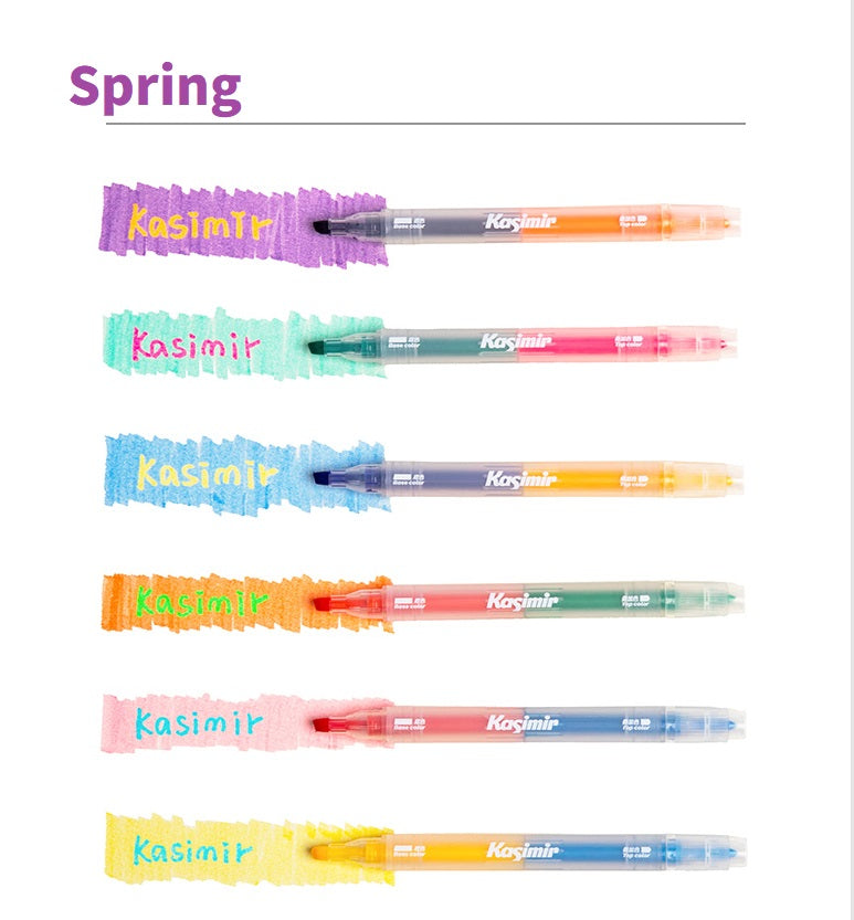 Kasimir Dual-Tip Overlapping Highlighter Set | 6-Piece 12-Color