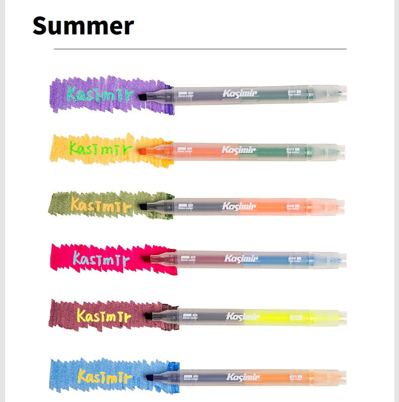 Kasimir Dual-Tip Overlapping Highlighter Set | 6-Piece 12-Color