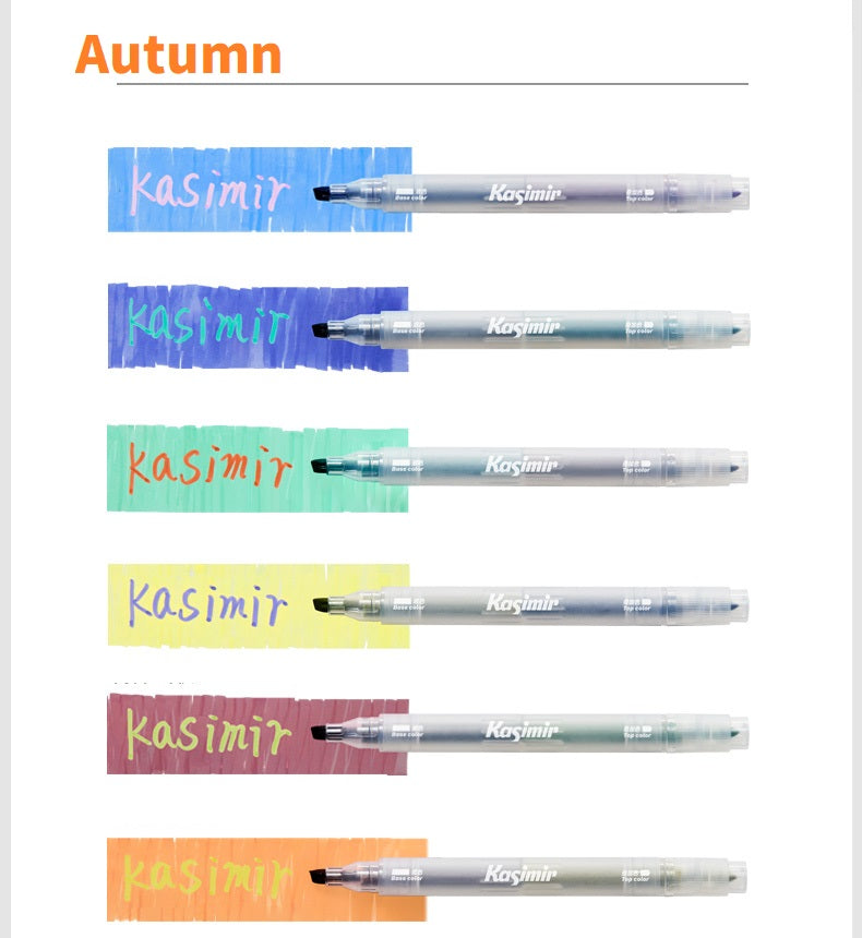 Kasimir Dual-Tip Overlapping Highlighter Set | 6-Piece 12-Color
