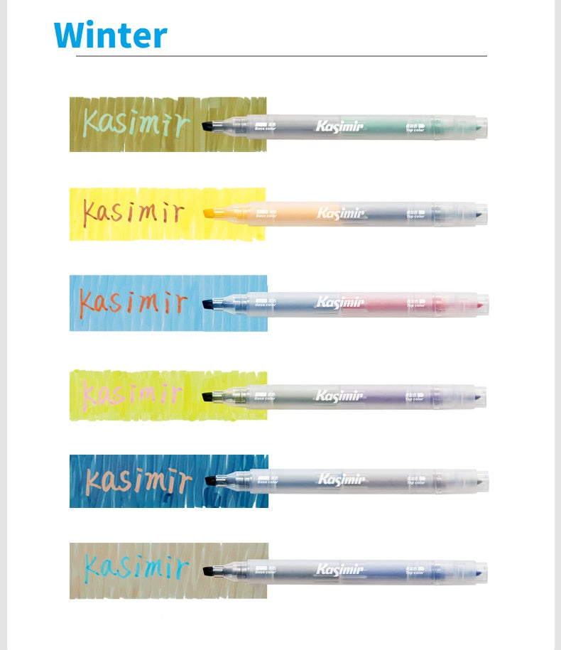 Kasimir Dual-Tip Overlapping Highlighter Set | 6-Piece 12-Color