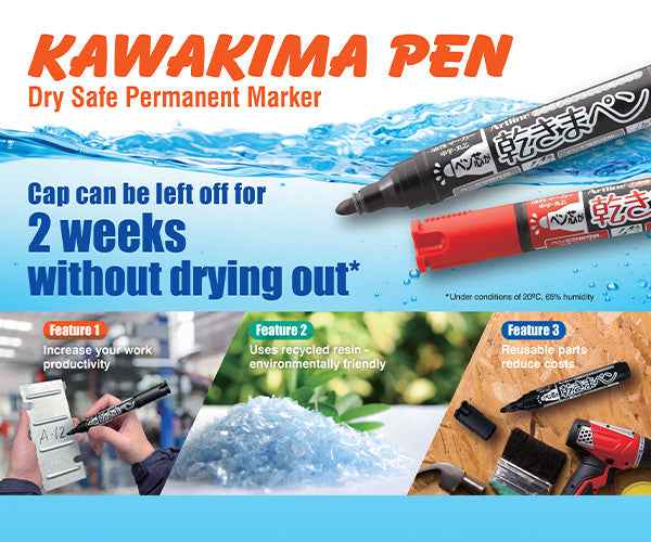 Artline Kawakima Eco-Green Dry Safe Markers,1.5mm Bullet Tip,3 Pack