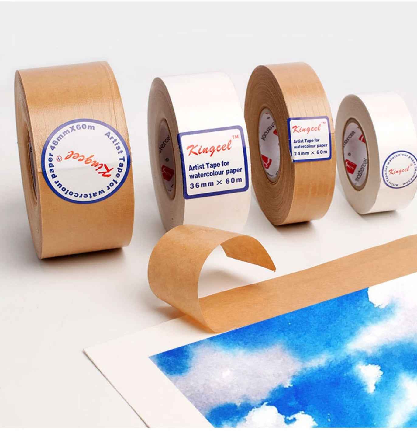 Kingcel Artist Tape White /Brown Kraft for Watercolor Paper