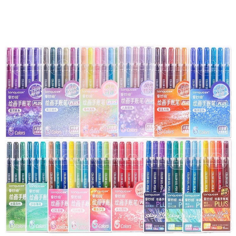Languo Glitter Gel Pens 12 Vibrant Colors 1.0mm Tip for Smooth Writing