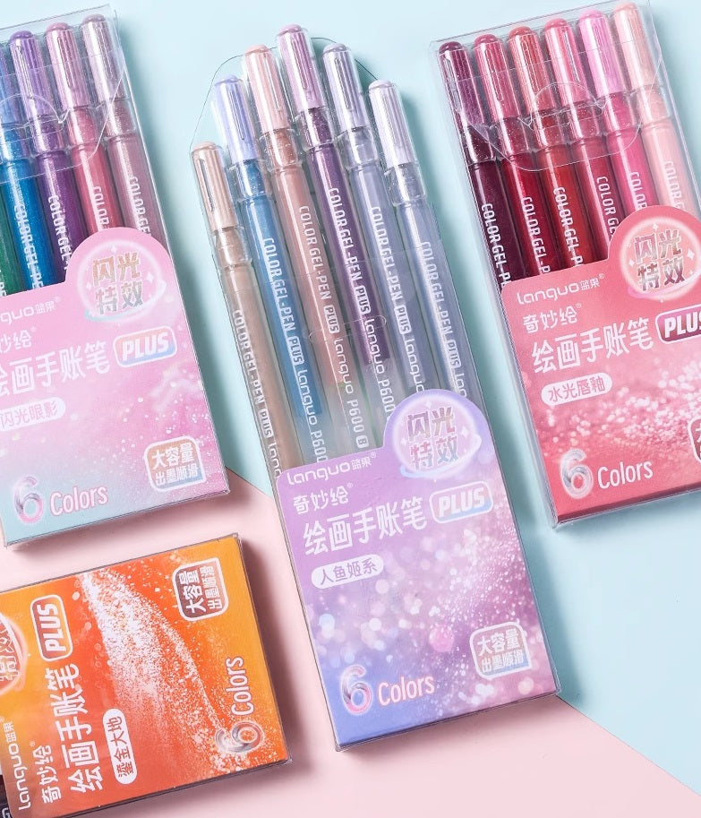 Languo Glitter Gel Pens 12 Vibrant Colors 1.0mm Tip for Smooth Writing