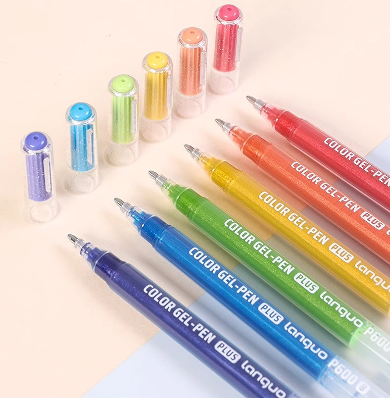 Languo Glitter Gel Pens 12 Vibrant Colors 1.0mm Tip for Smooth Writing