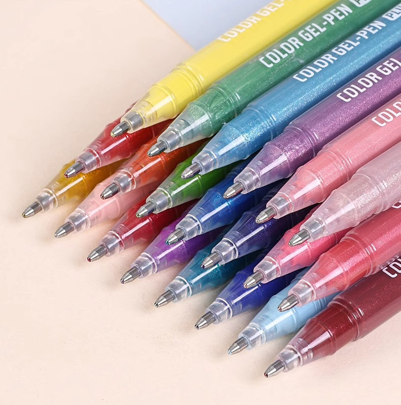 Languo Glitter Gel Pens 12 Vibrant Colors 1.0mm Tip for Smooth Writing