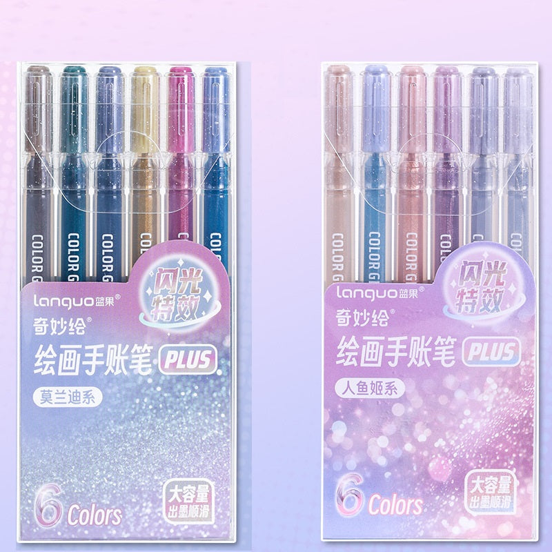 Languo Glitter Gel Pens 12 Vibrant Colors 1.0mm Tip for Smooth Writing