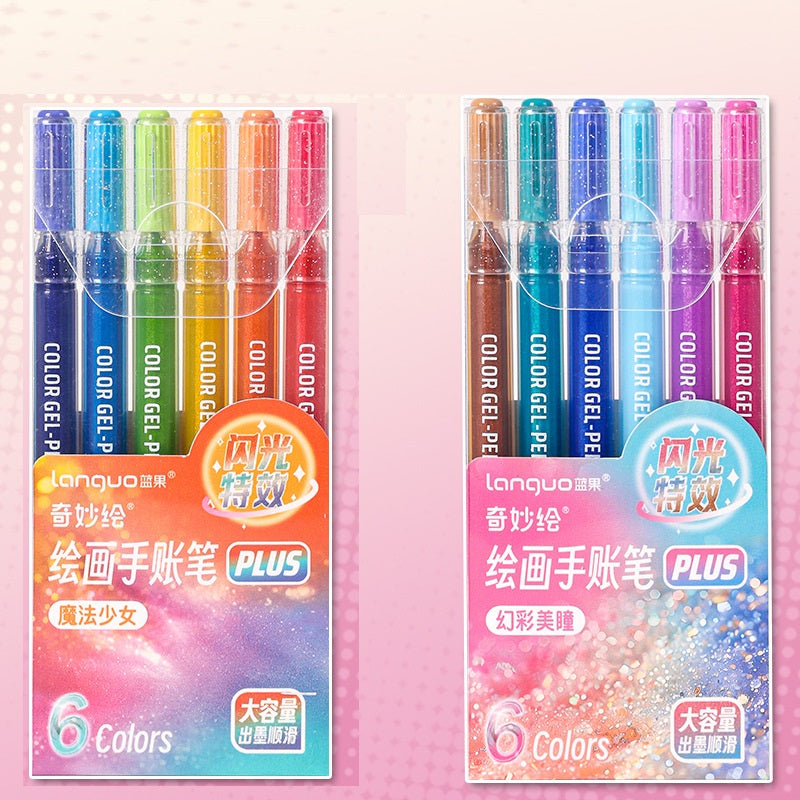 Languo Glitter Gel Pens 12 Vibrant Colors 1.0mm Tip for Smooth Writing