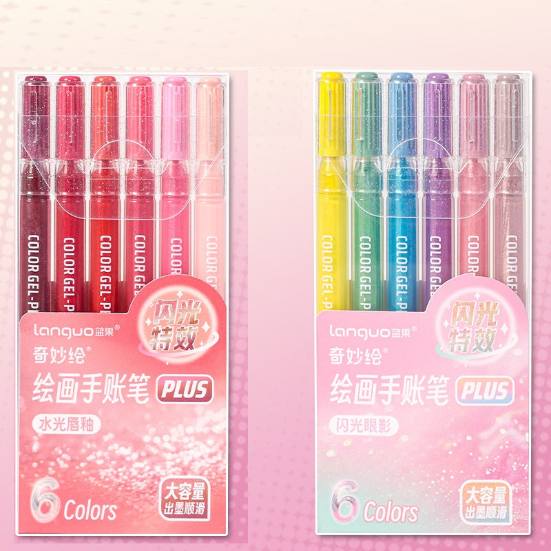 Languo Glitter Gel Pens 12 Vibrant Colors 1.0mm Tip for Smooth Writing