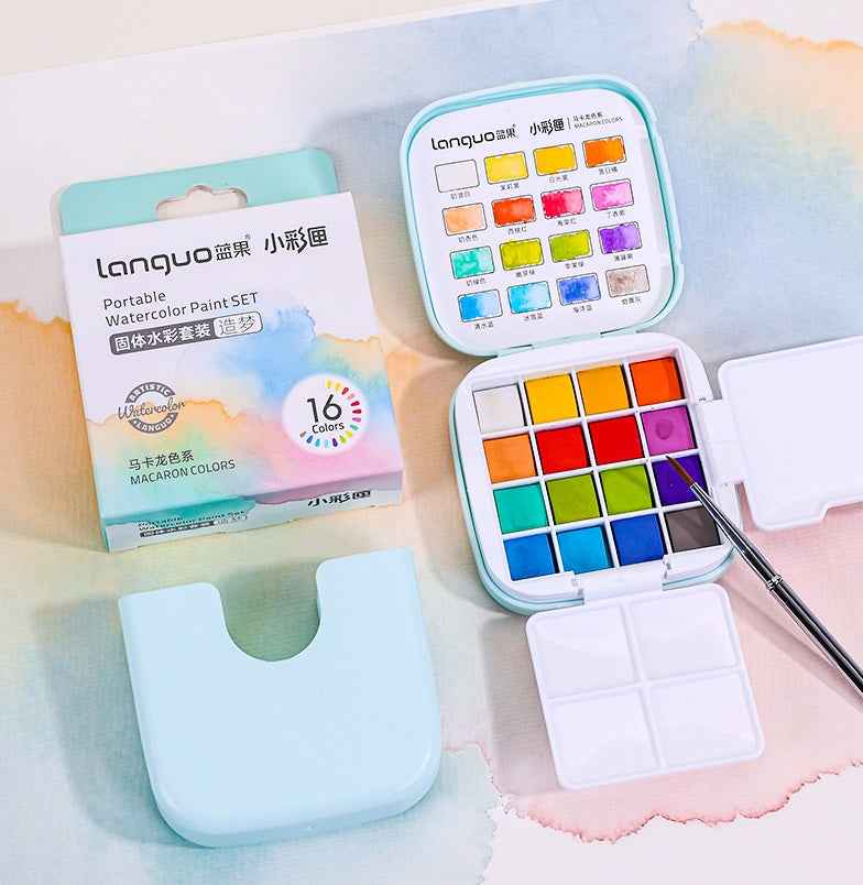 LANGUO Watercolor Paint Set,Field Pocket,16 Colors