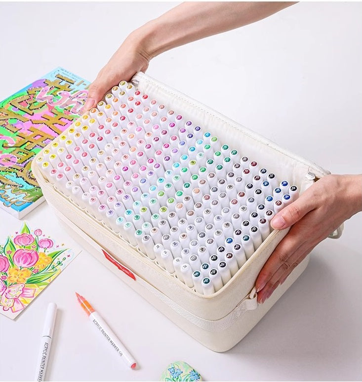 Languo 96/192/240 Colors Acrylic Paint Markers,Brush Tip with Pen Bag