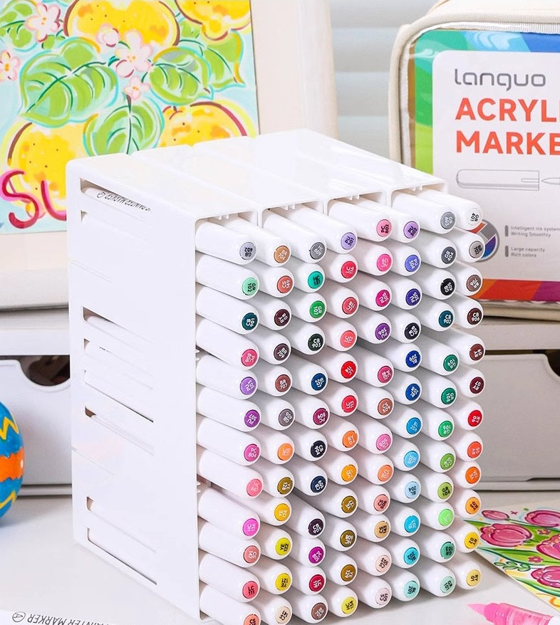 Languo 96/192/240 Colors Acrylic Paint Markers,Brush Tip with Pen Bag