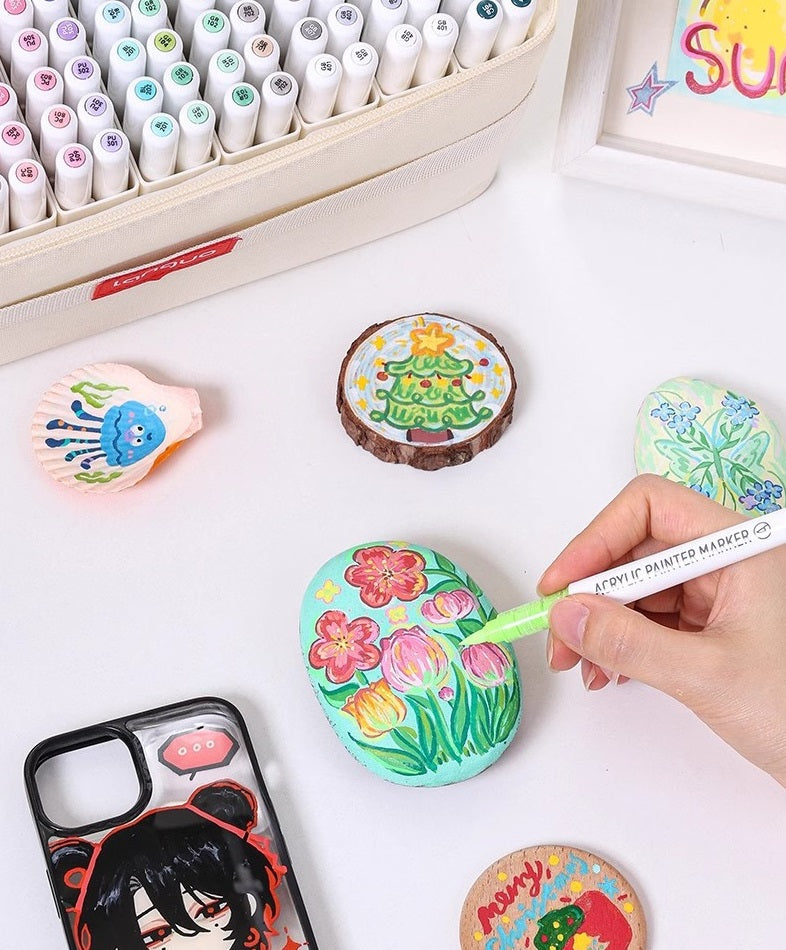 Languo 96/192/240 Colors Acrylic Paint Markers,Brush Tip with Pen Bag