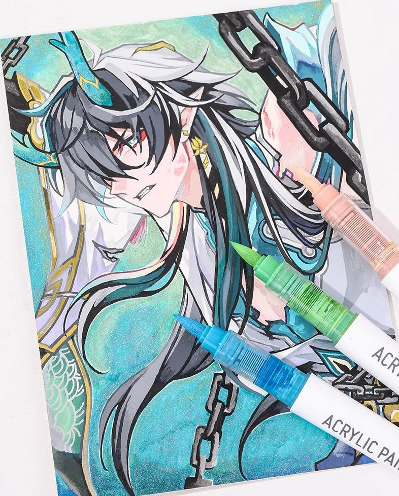 Languo 96/192/240 Colors Acrylic Paint Markers,Brush Tip with Pen Bag