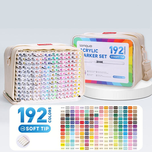 Languo 96/192/240 Colors Acrylic Paint Markers,Brush Tip with Pen Bag