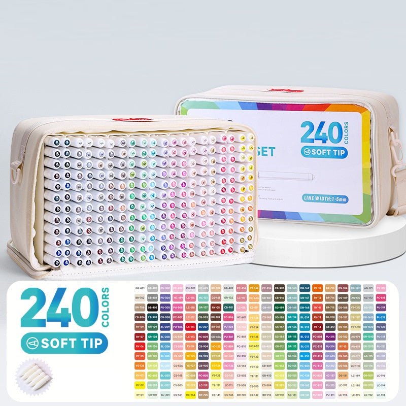 Languo 96/192/240 Colors Acrylic Paint Markers,Brush Tip with Pen Bag