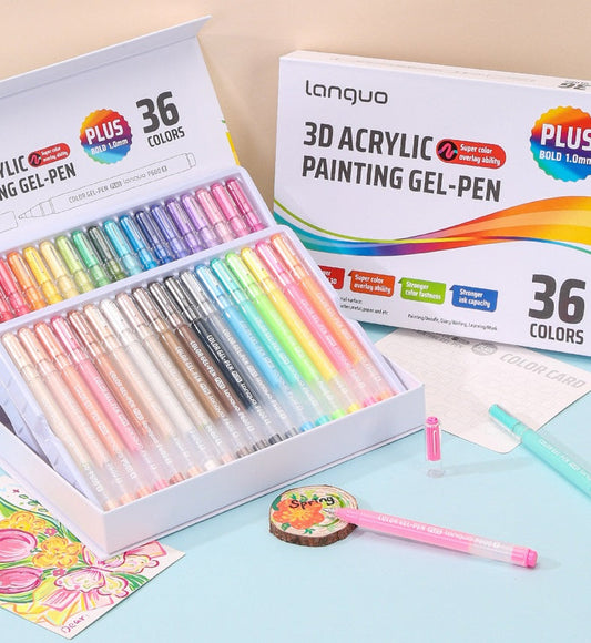 Languo 3D Acrylic Painting Gel Pens for Coloring 36/54 Colors Set