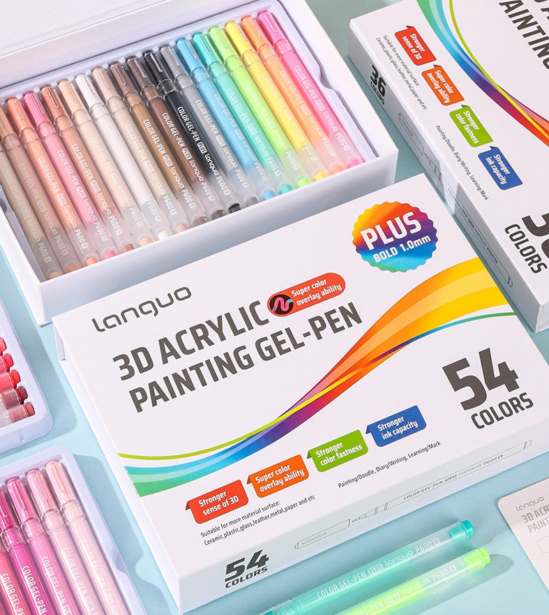 Languo 3D Acrylic Painting Gel Pens for Coloring 36/54 Colors Set