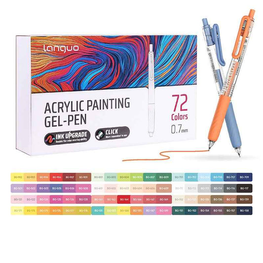 Languo 54 Colors Retractable Gel Pens 0.7mm for Coloring Drawing