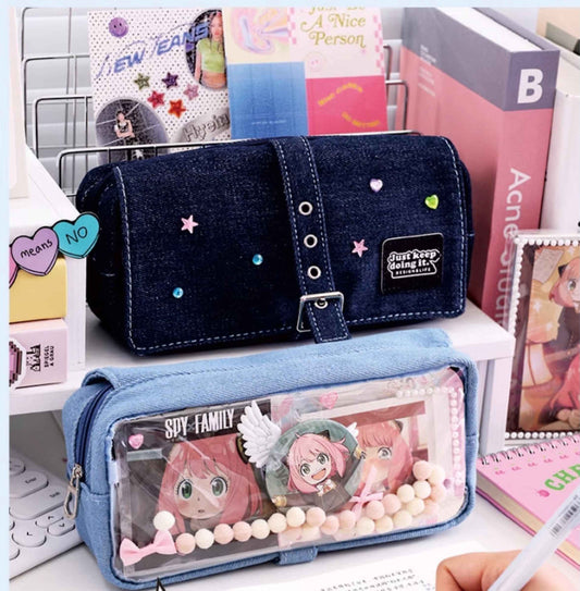 Languo Kawaii Denim Pencil Case Pen Pouch