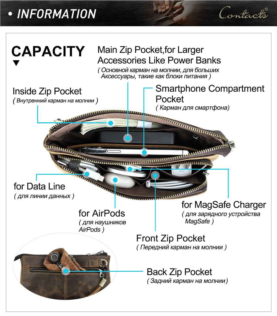 Leather Apple Accessories Clutch Bag Electronic Organizer Case - TTpen