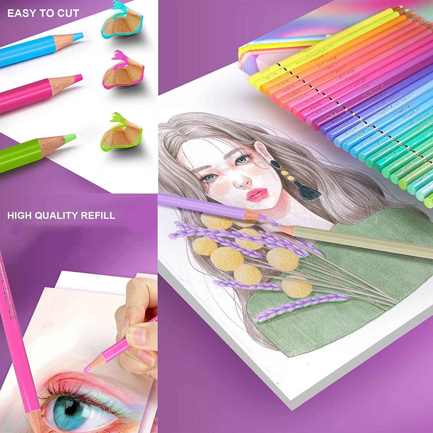 BRUTFUNER Macaron 50 Colored Artists Pencils Set - TTpen