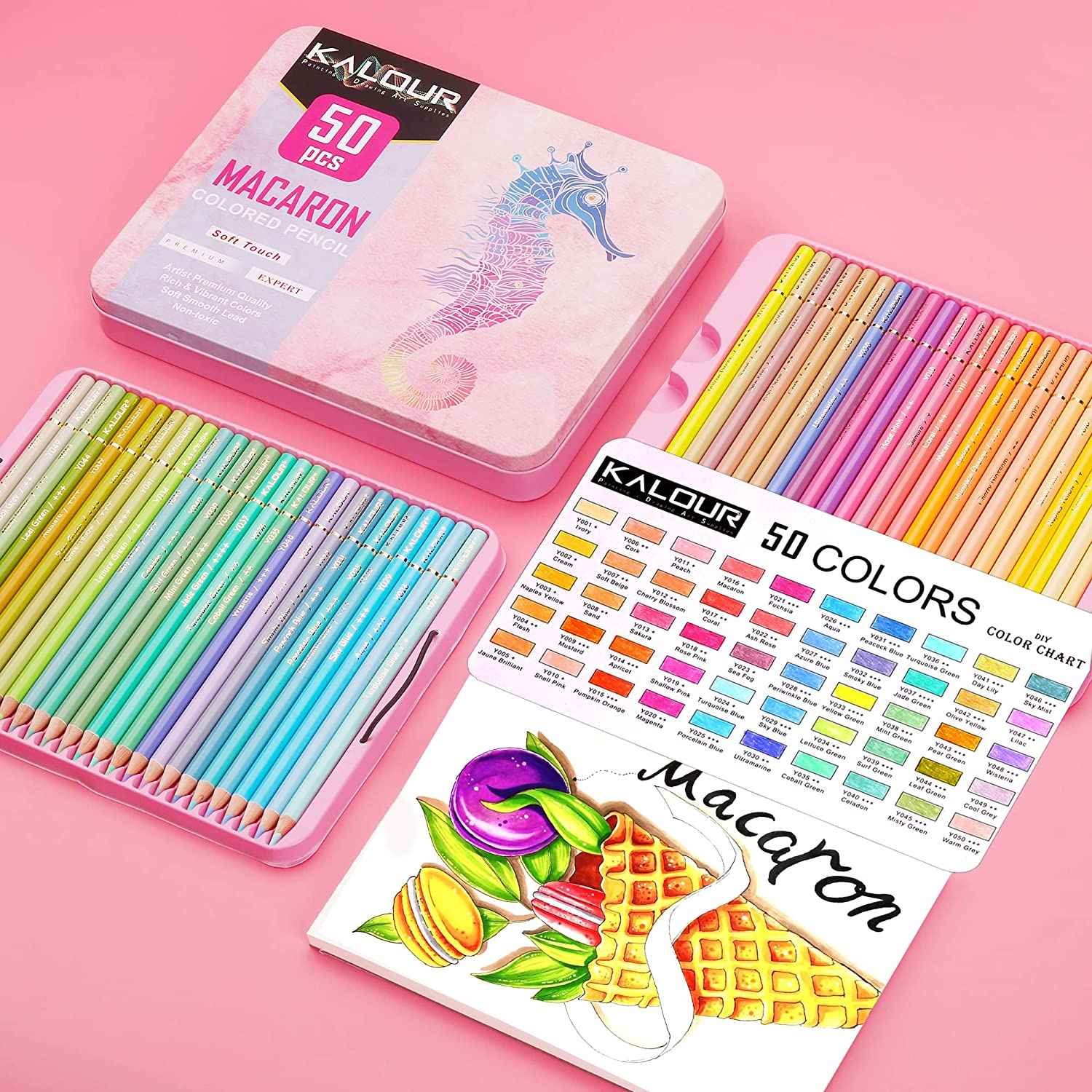 KALOUR 50 Macaron Colored Artist Pencils Set for Adults Kids - TTpen