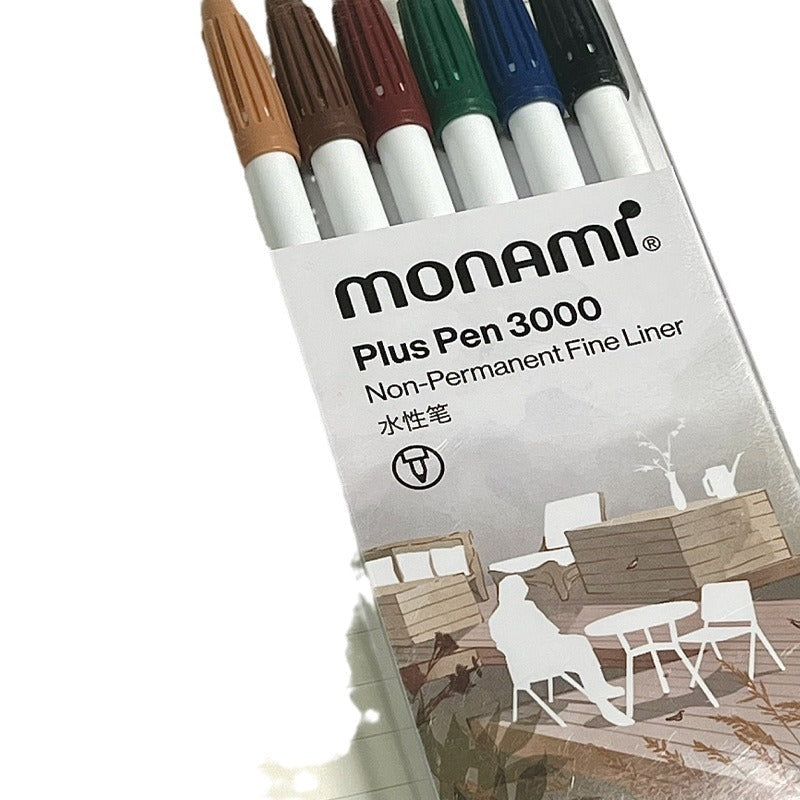 MONAMI Plus Pen 3000 Pigment 6 Set Felt Tip Pens