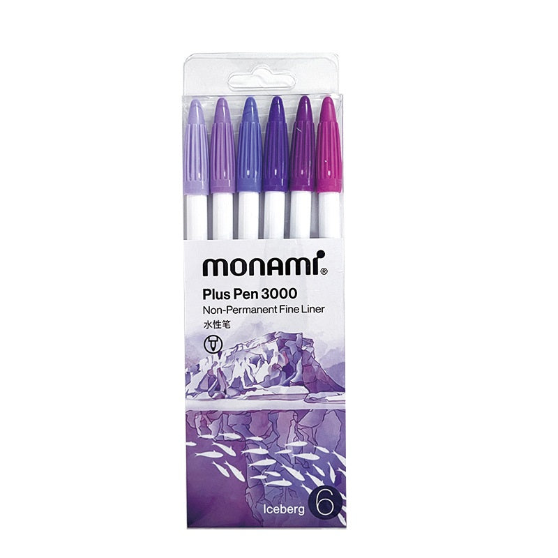 MONAMI Plus Pen 3000 Pigment 6 Set Felt Tip Pens