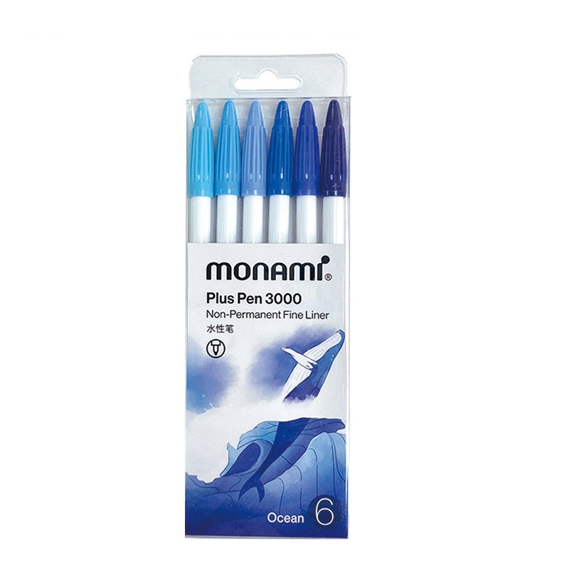 MONAMI Plus Pen 3000 Pigment 6 Set Felt Tip Pens