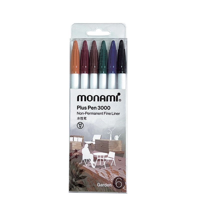 MONAMI Plus Pen 3000 Pigment 6 Set Felt Tip Pens
