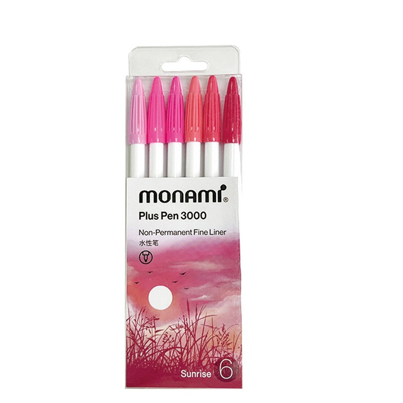MONAMI Plus Pen 3000 Pigment 6 Set Felt Tip Pens