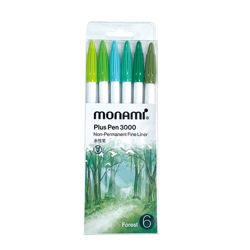 MONAMI Plus Pen 3000 Pigment 6 Set Felt Tip Pens