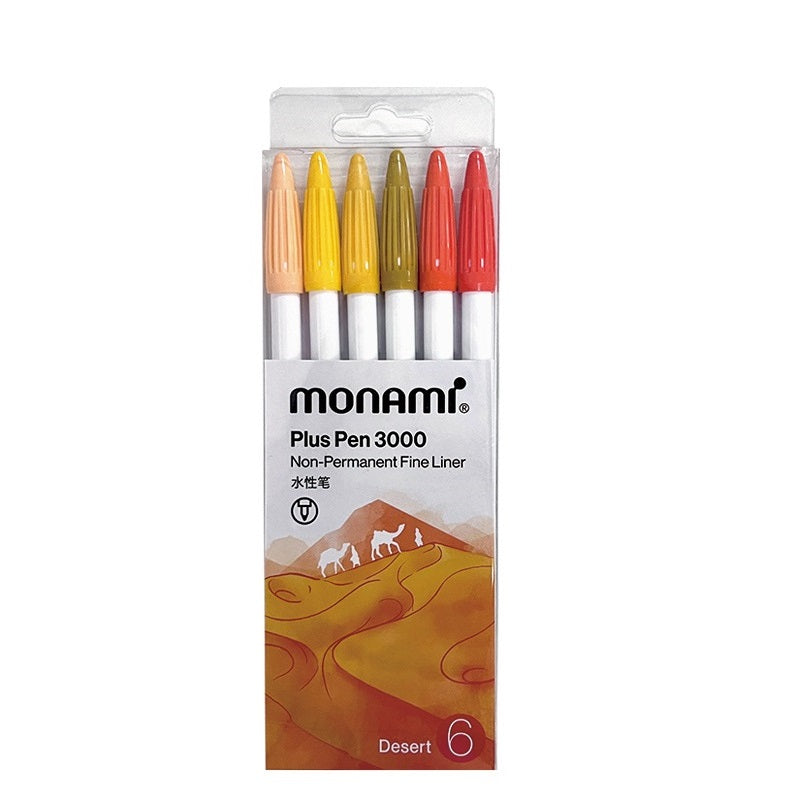 MONAMI Plus Pen 3000 Pigment 6 Set Felt Tip Pens