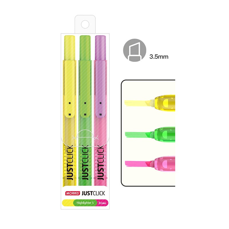 MORRIS JUSTCLICK Retractable Highlighters 6/5/3Color Sets