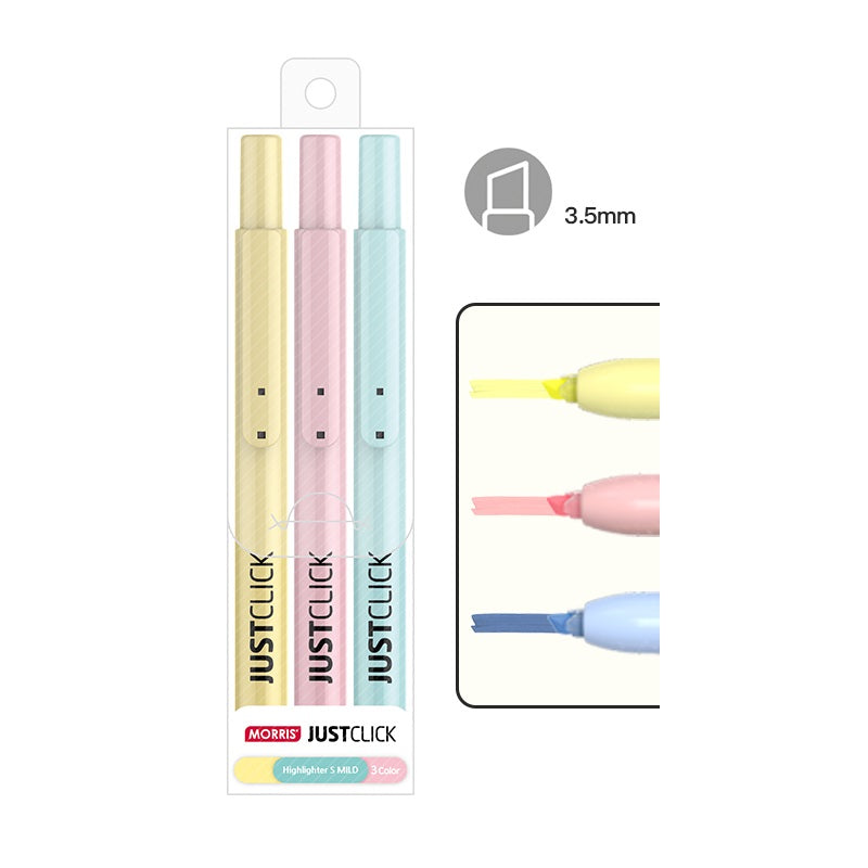 MORRIS JUSTCLICK Retractable Highlighters 6/5/3Color Sets