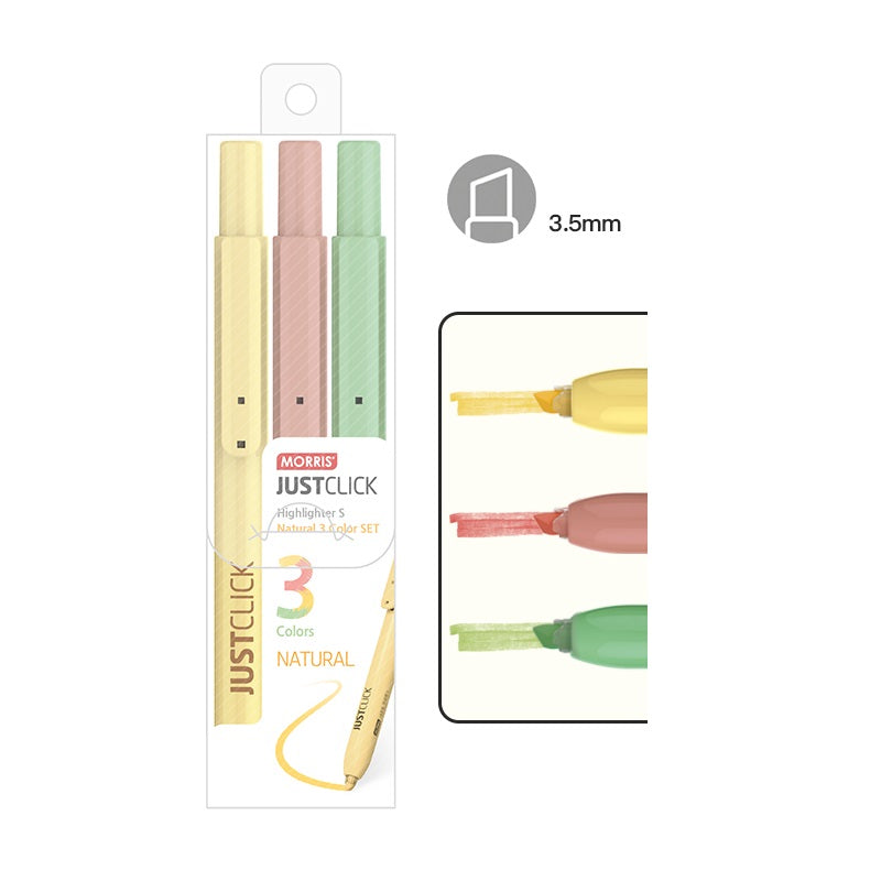 MORRIS JUSTCLICK Retractable Highlighters 6/5/3Color Sets