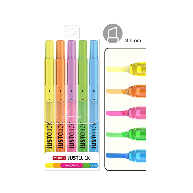MORRIS JUSTCLICK Retractable Highlighters 6/5/3Color Sets