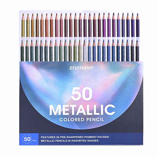 BRUTFUNER 50 Pieces Metallic Colored Drawing Pencils Set - TTpen