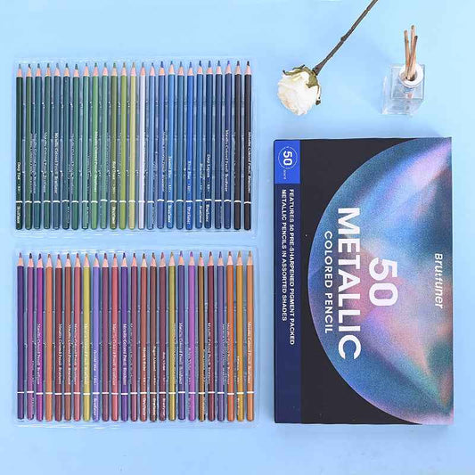 BRUTFUNER 50 Pieces Metallic Colored Drawing Pencils Set - TTpen