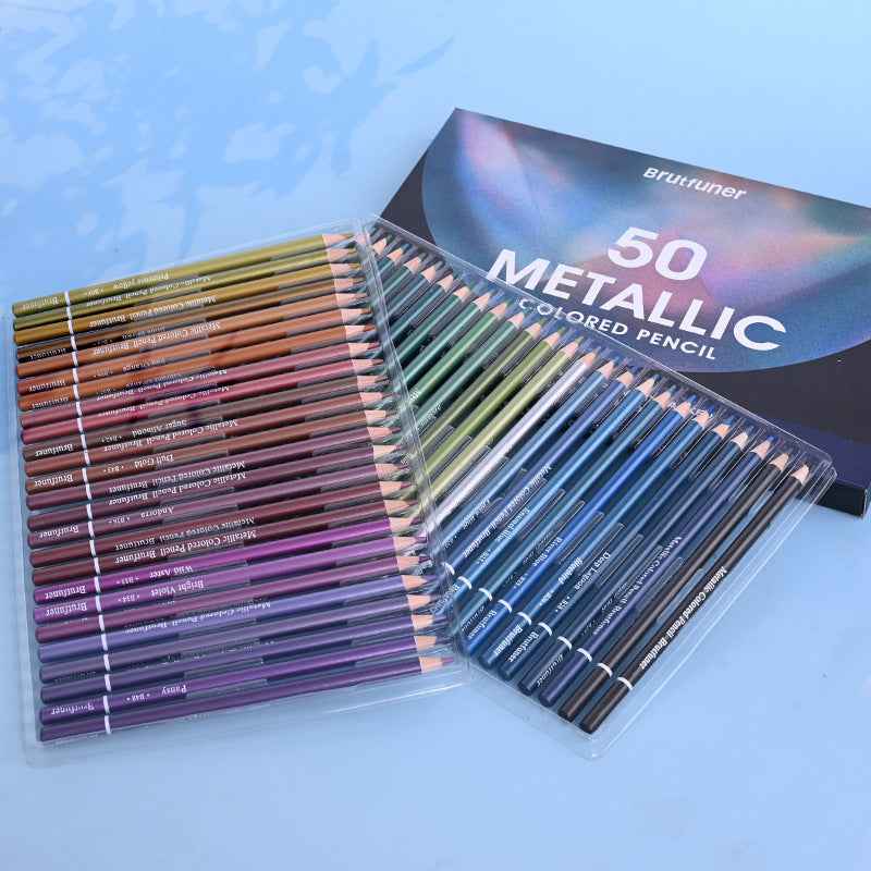 BRUTFUNER 50 Pieces Metallic Colored Drawing Pencils Set - TTpen