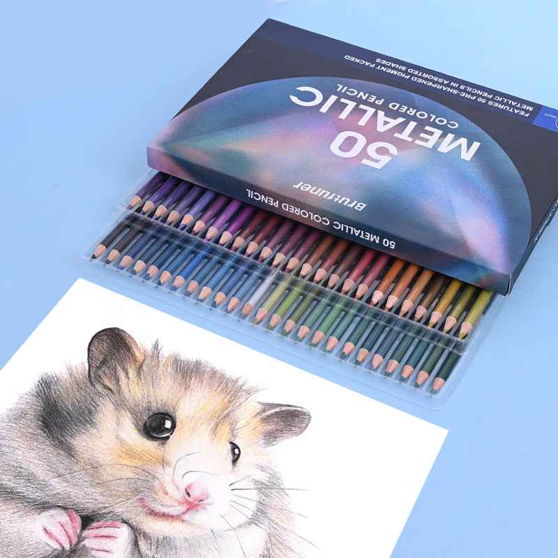 BRUTFUNER 50 Pieces Metallic Colored Drawing Pencils Set - TTpen