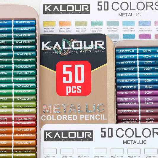 KALOUR 50 Metallic Colored Pencils for Adult Coloring Drawing - TTpen