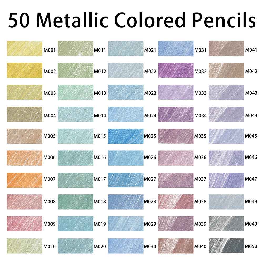 KALOUR 50 Metallic Colored Pencils for Adult Coloring Drawing - TTpen